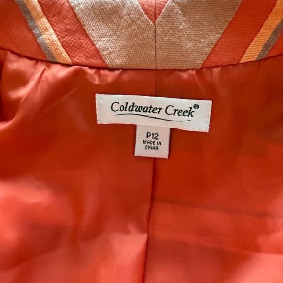 Coldwater Creek  Orange Southwestern Aztec Blazer Fitted Jacket 12 Petite EUC - Picture 11 of 15